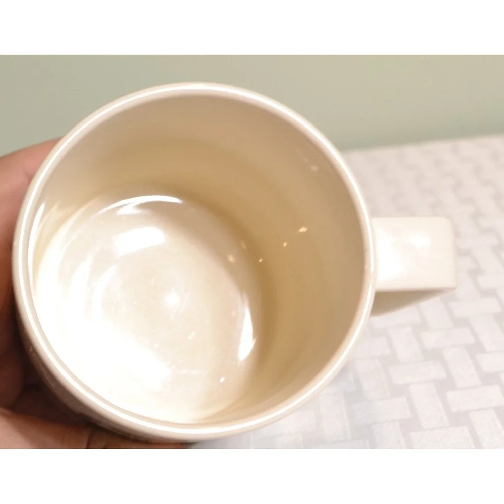 2015 Starbucks 14oz Ivory Ceramic Mug, Black Siren logo, Square Handle, USA